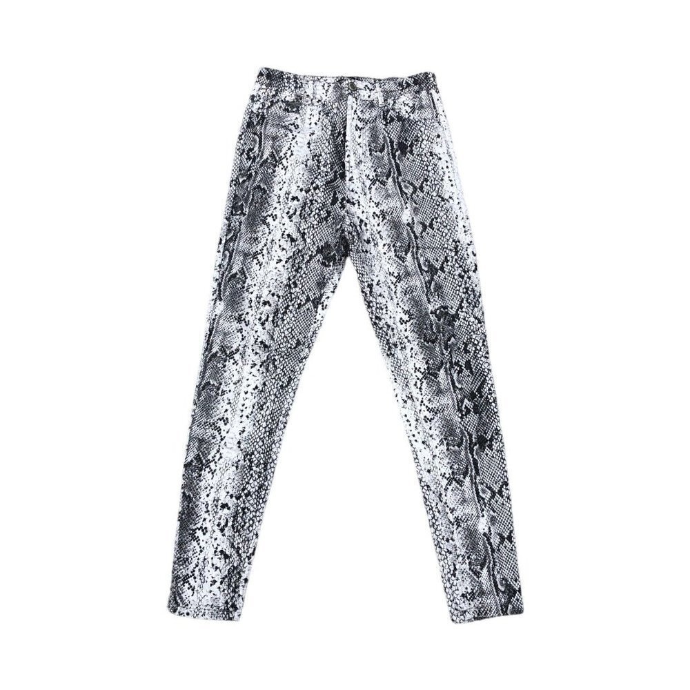 M I JOIN YOUTH Snake Skin Jeans Pants Women's 28 Grey Skinny High Waisted Pants 